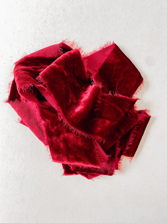 9 listones gruesos de Seda Terciopelo en Merlot de Silk & Pepper