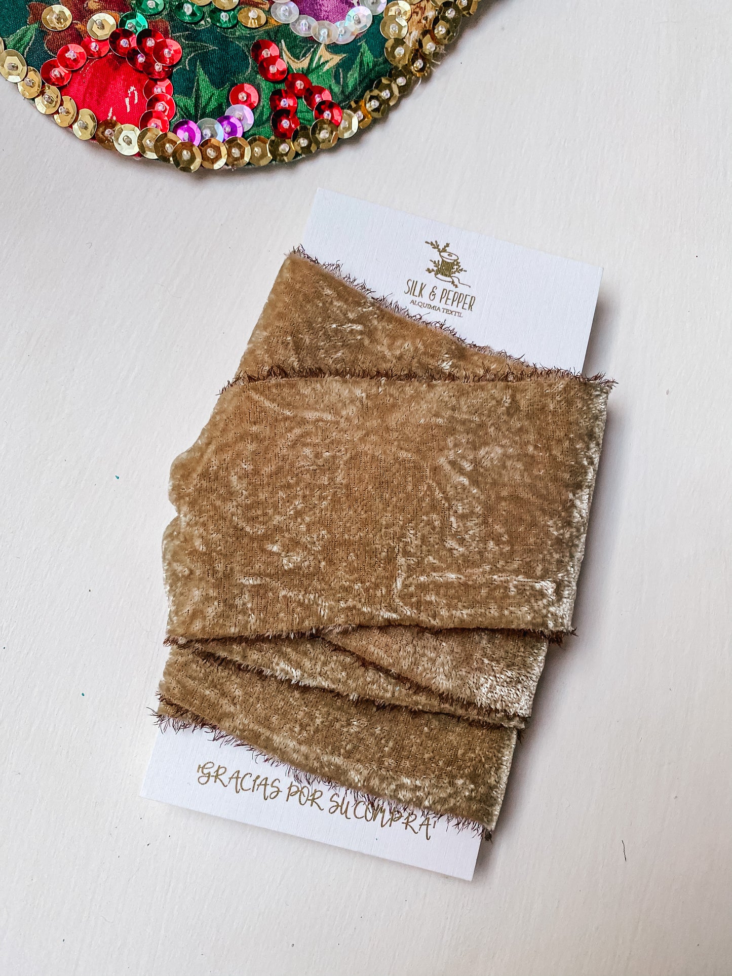 Silk & Pepper Teddy Bear Velvet Silk Ribbon