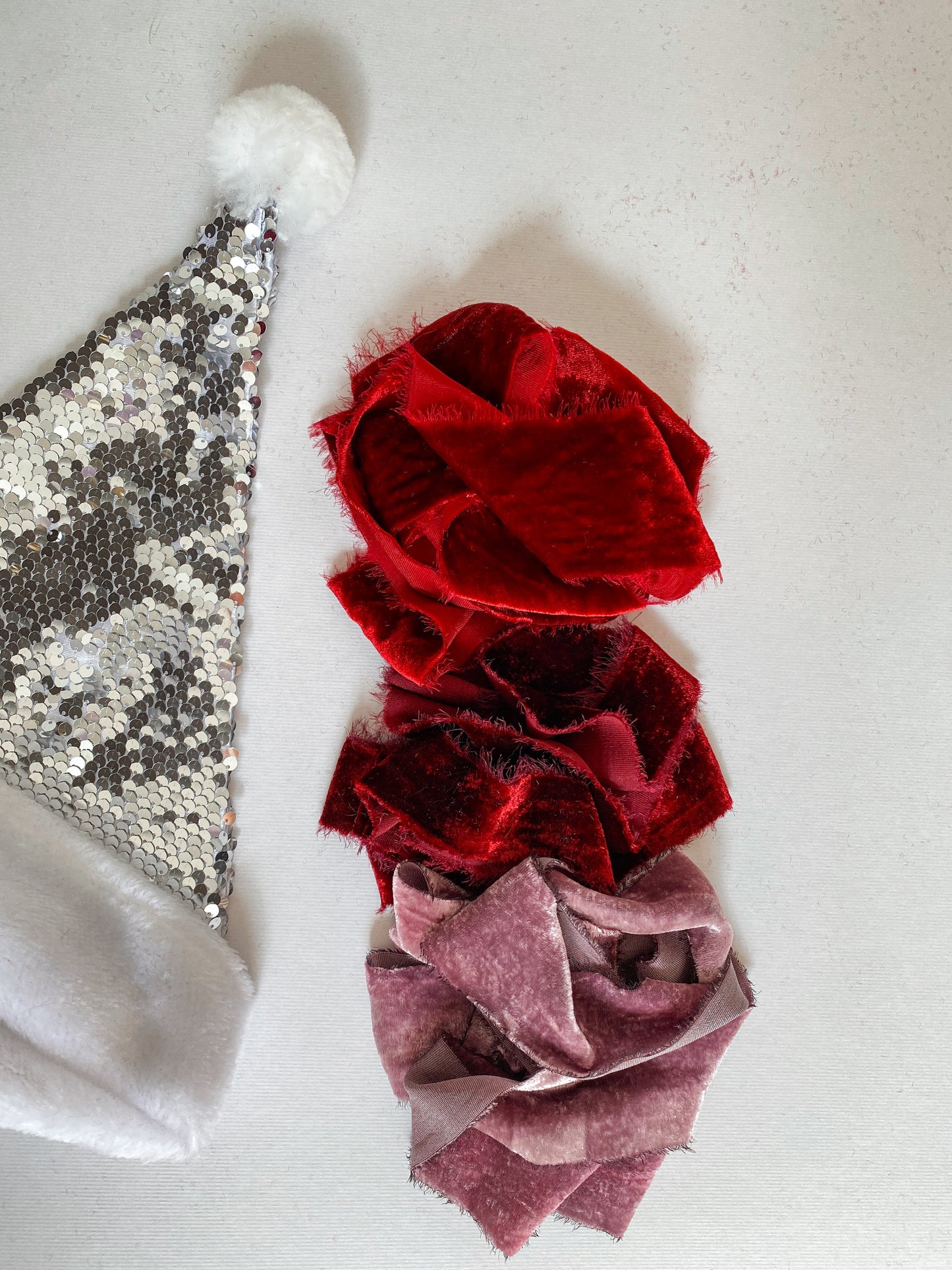 9 listones gruesos de Seda Terciopelo en Merlot de Silk & Pepper