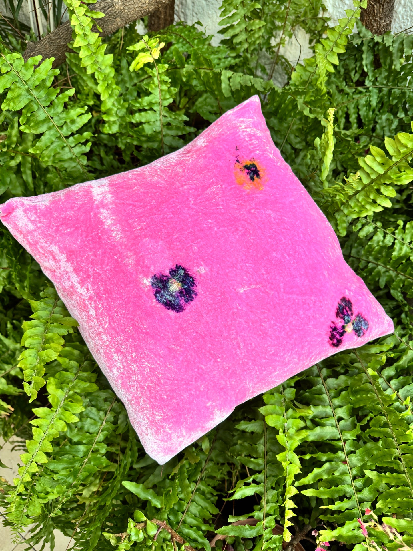 Cojines de Seda Terciopelo teñidos y estampados con Flores 🌺 🌸🌷💐🌼 Silk & Pepper