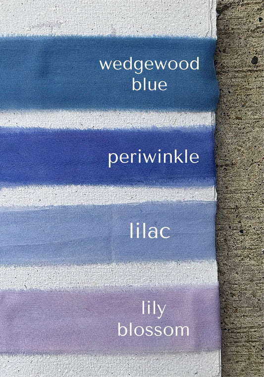 LIstón de Seda Lisa Charmeuse marca Silk & Pepper - Tonos Verdes y Azules