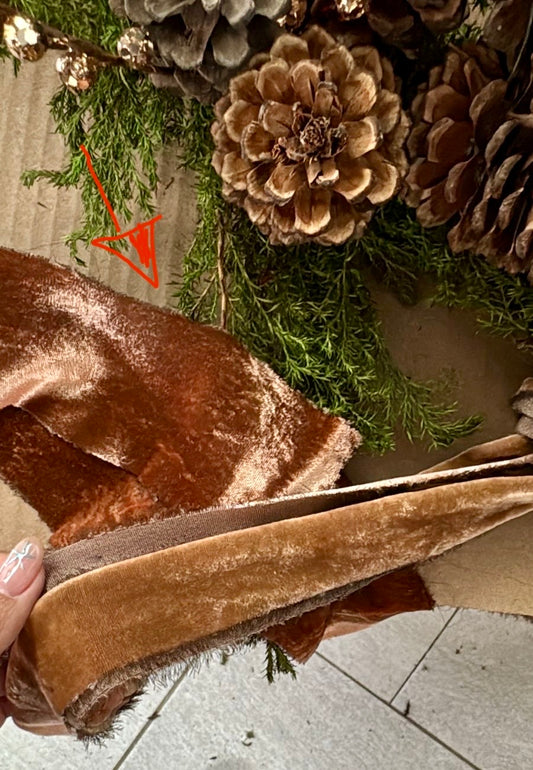 12 listones gruesos de Seda Terciopelo en Canela de Silk & Pepper