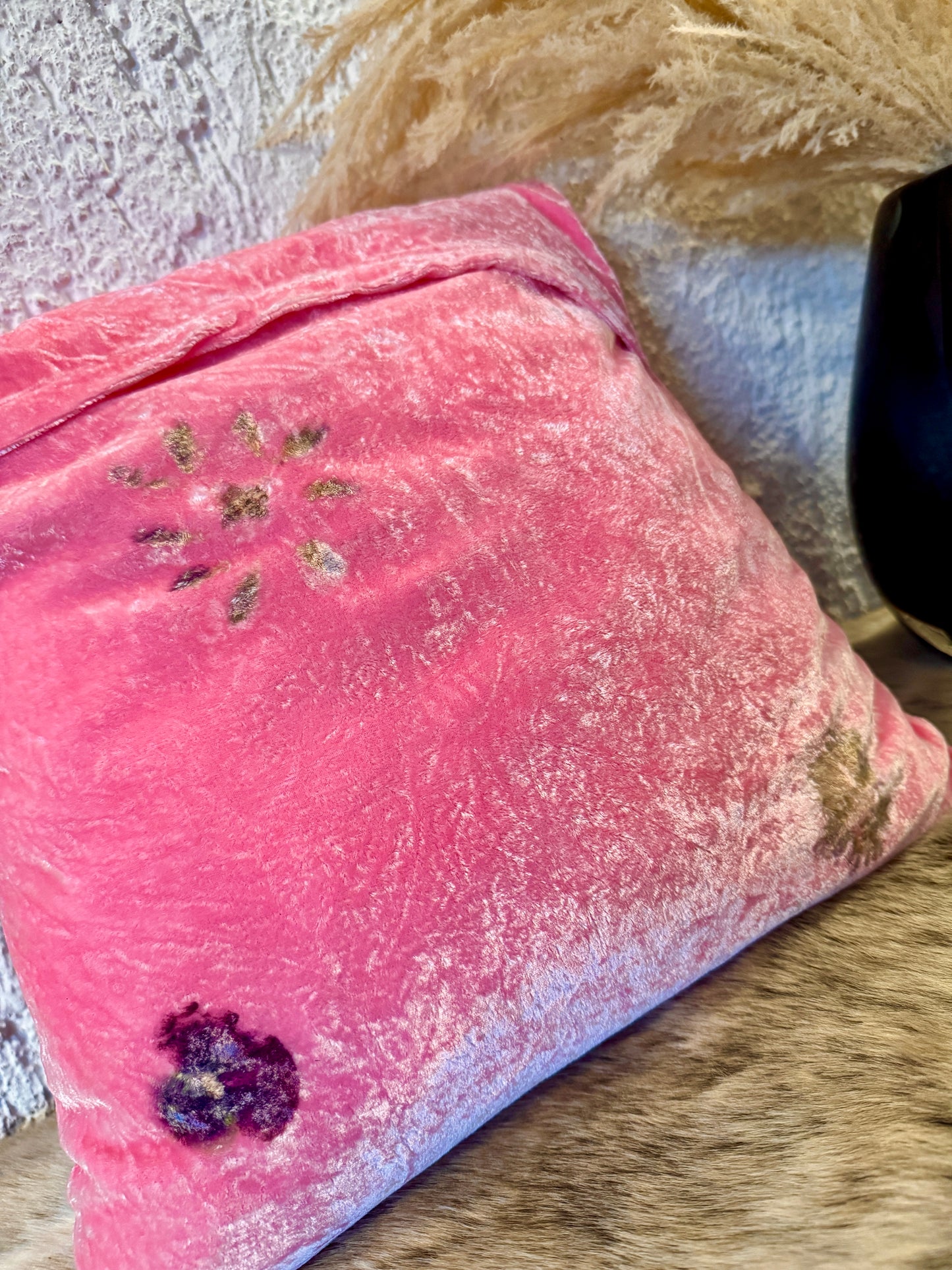 Cojines de Seda Terciopelo teñidos y estampados con Flores 🌺 🌸🌷💐🌼 Silk & Pepper