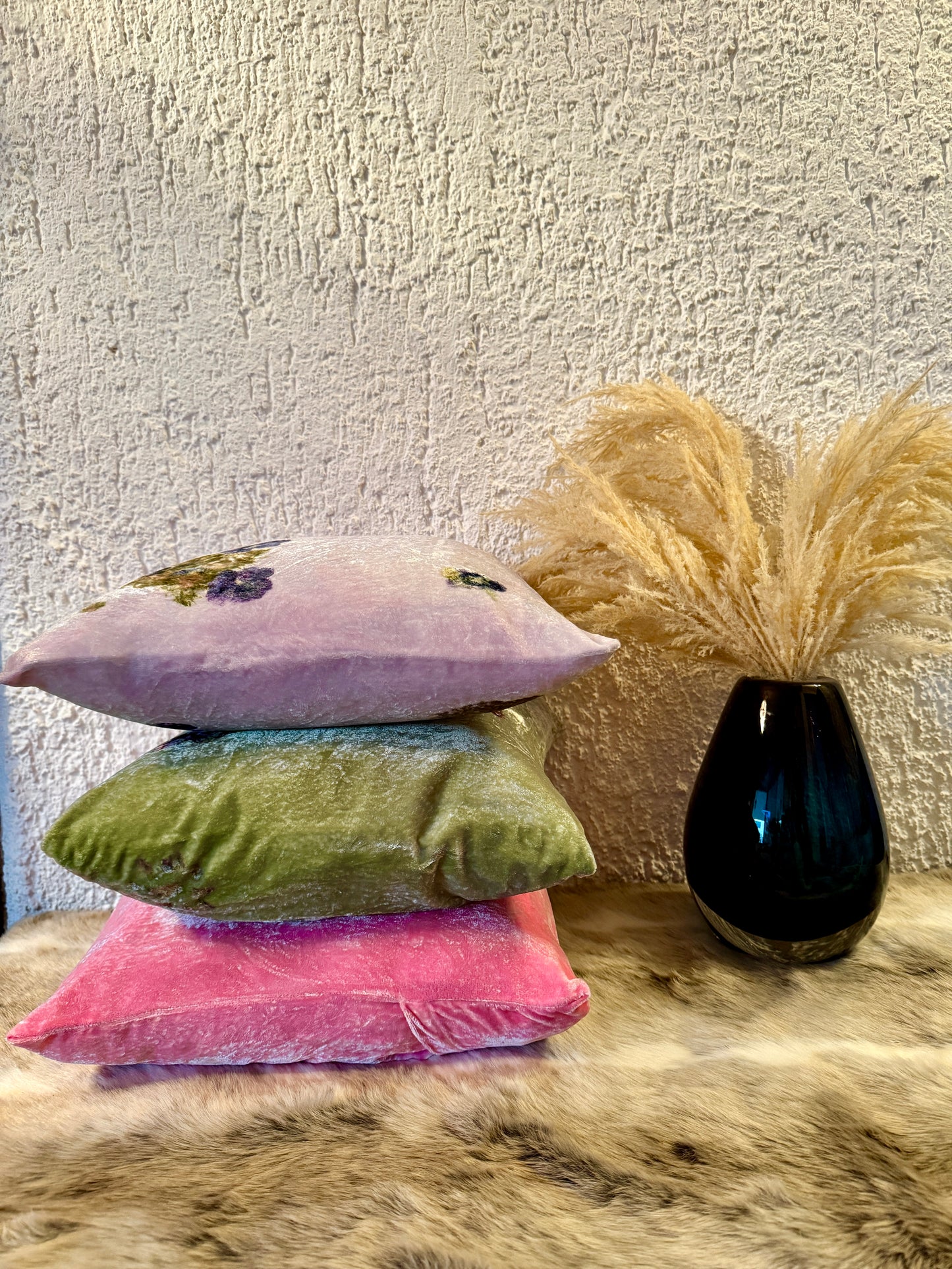 Cojines de Seda Terciopelo teñidos y estampados con Flores 🌺 🌸🌷💐🌼 Silk & Pepper