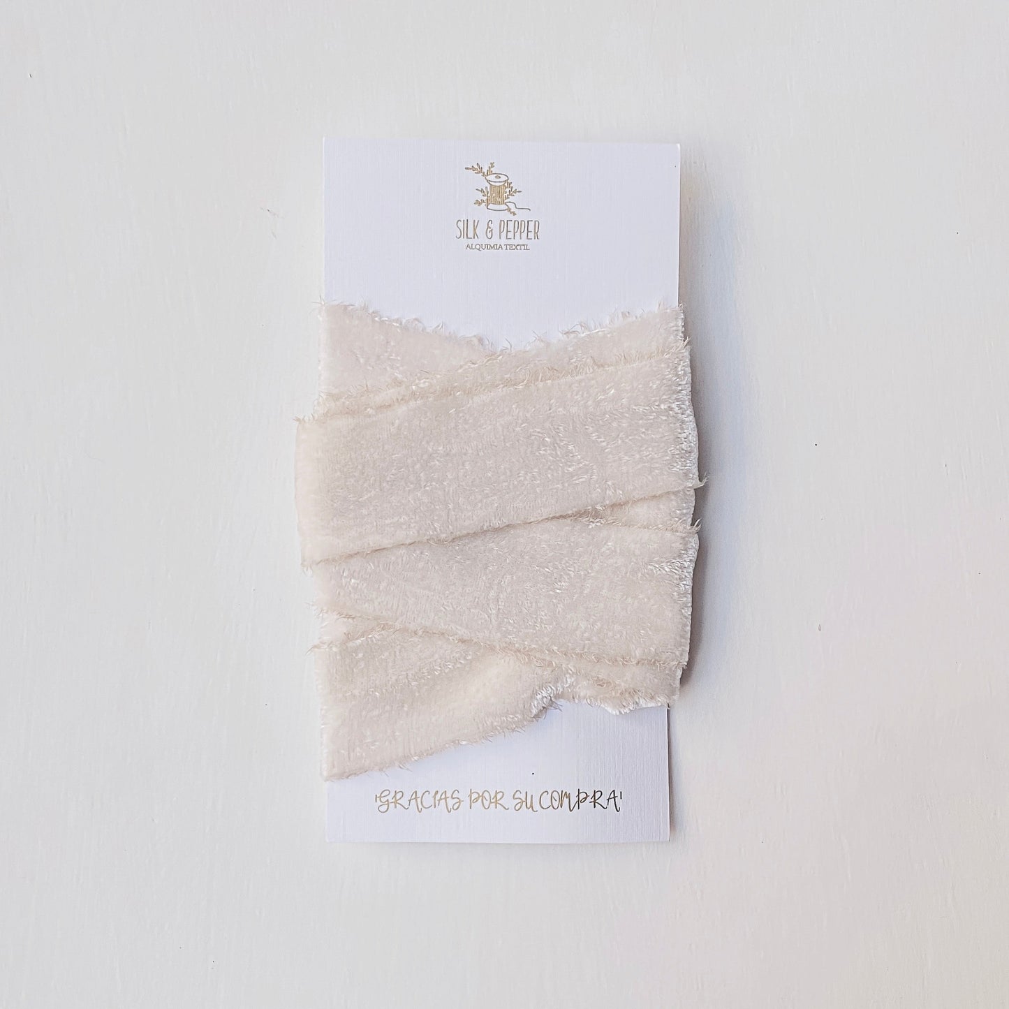 Listón de Seda Terciopelo en Bone de Silk & Pepper