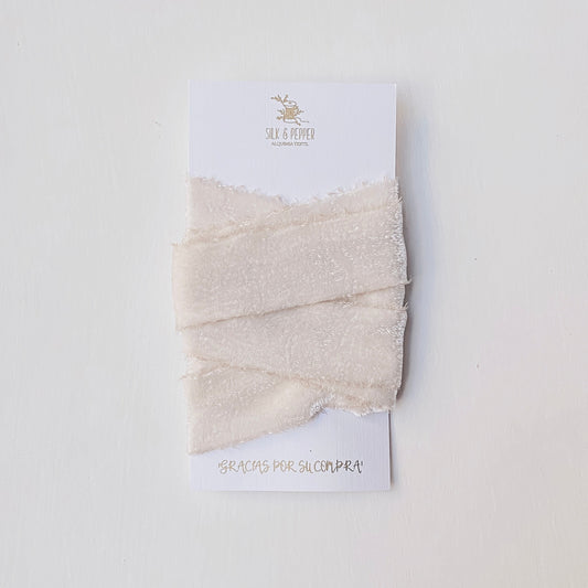 Listón de Seda Terciopelo en Bone de Silk & Pepper