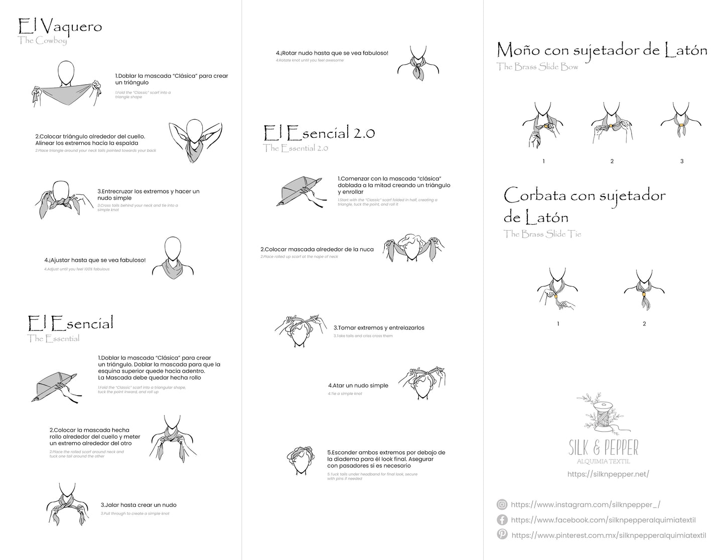 La "Clásica" Mascada de Seda Silk & Pepper